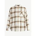 thumbnail image 4 of No Boundaries Slouchy Flannel Shirt with Side Pockets, Women's, 4 of 4