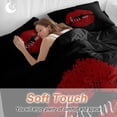 thumbnail image 3 of Lipprint Texture Queen Size Comforter Set, Love Letter Black Retro Bedding for All Seasons, 4 Pcs Bed Set, 1Quiltcover (90"x92") ,1Sheet(94"x116"), 2Pillowcases (30"x20"), 3 of 10