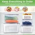 thumbnail image 6 of Food Storage Containers, Funtopia 8 Pcs Plastic Fruit Container for Fridge, BPA-Free Produce Saver for Fresh Vegetable, Meal Prep Container with Lids and Colander Baskets, Food Organizer for Kitchen, 6 of 7