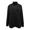 thumbnail image 5 of Dazajoo Womens Solid Half Zip Mock Neck Sports Sweatshirt Oversized Long Sleeve Pullover Tops with Thumb Holes,Black,XXL, 5 of 10