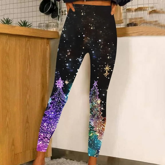 Mceream Compression Leggings for Women Plus Size High Waisted Tummy Control Yoga Pant Cute Print Graphic Tight Slim Fit Soft Workout Running Athletic Leggings Multicolor XL