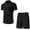 Black, variant on Men's 2 Piece Clothing Set Shirt T Shirt Sports And Leisure Set Plus Size Short Sleeved Shorts Cotton And Linen Set