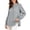 Gray, variant on Women's Gingham Blouse, Ruffle Stand Collar Button Front Long Sleeve Smocked Cuff Casual Work Shirt