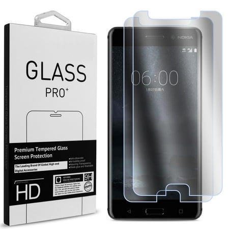 2 Pack of CoverON Nokia 6 Tempered Glass Screen Protectors - Premium Grade 9H Tough - HD (Best Screen Protector For Nokia 6)