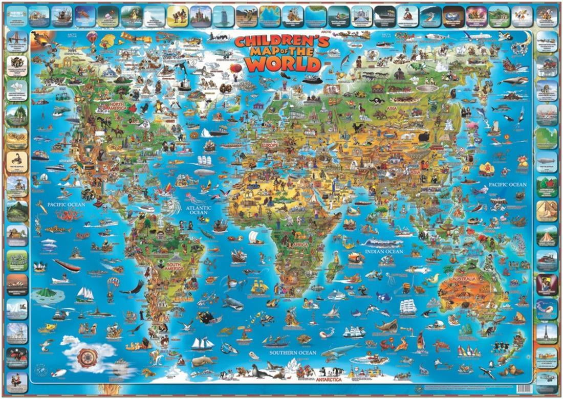 childrens map of the world educational poster laminated
