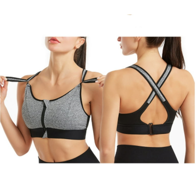 Double Layer Sports Bras with Zipper Women Quick Dry Sports Bra Fitness Gym  Yoga Push Up Shockproof Sports Top (Color : Black, Size : Small)