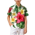 thumbnail image 5 of JUMEYU Hawaiian Shirt for Boys Boys Short Sleeve Button Down Shirt Casual Shirts with Pockets for Kids Size 11-12 (Green,11-12 Years), 5 of 7