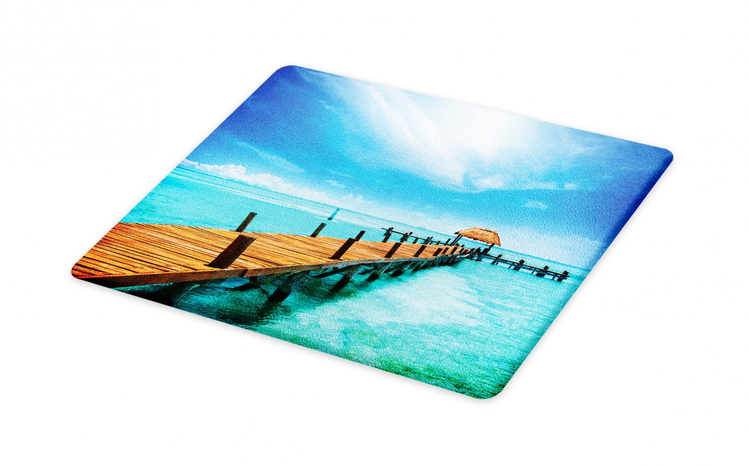 Tropical Cutting Board, Exotic Hawaiian Wooden Pier Design Warm Ocean ...