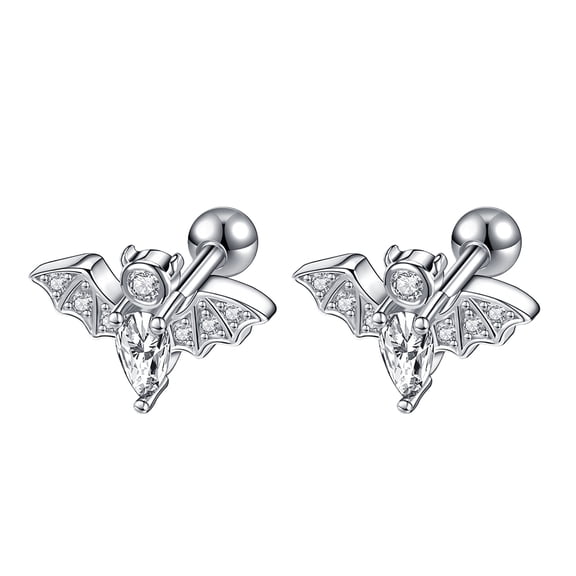 ZS 16G 1 Pair Bat Stud Earring Punk Style Cartilage Conch Helix Piercing Crystal Ear Piercing Jewelry