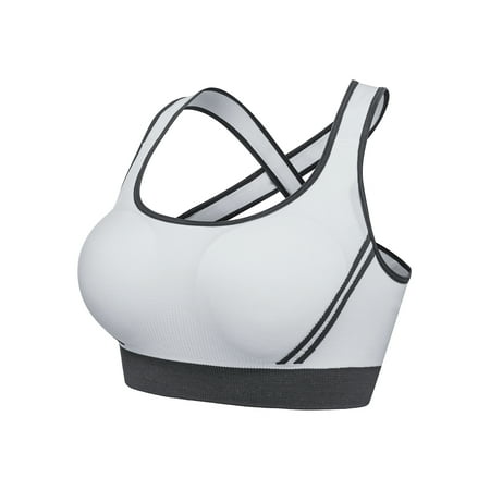 

Women s Cross Back Sport Bras Padded Strappy Criss Cross Cropped Bras for Yoga Workout Fitness White L