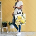 thumbnail image 6 of Open Top Canvas Tote Bag with Zipper Reusable Shopping Bag 13.5x15" Roomy Carryall Watercolor Lemon, 6 of 9