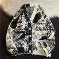 thumbnail image 5 of Suéteres de punto con efecto tie-dye vintage Y2k para hombre, cárdigan con cuello en V y bolsillos, ropa de invierno 2024 divertida, 5 of 5