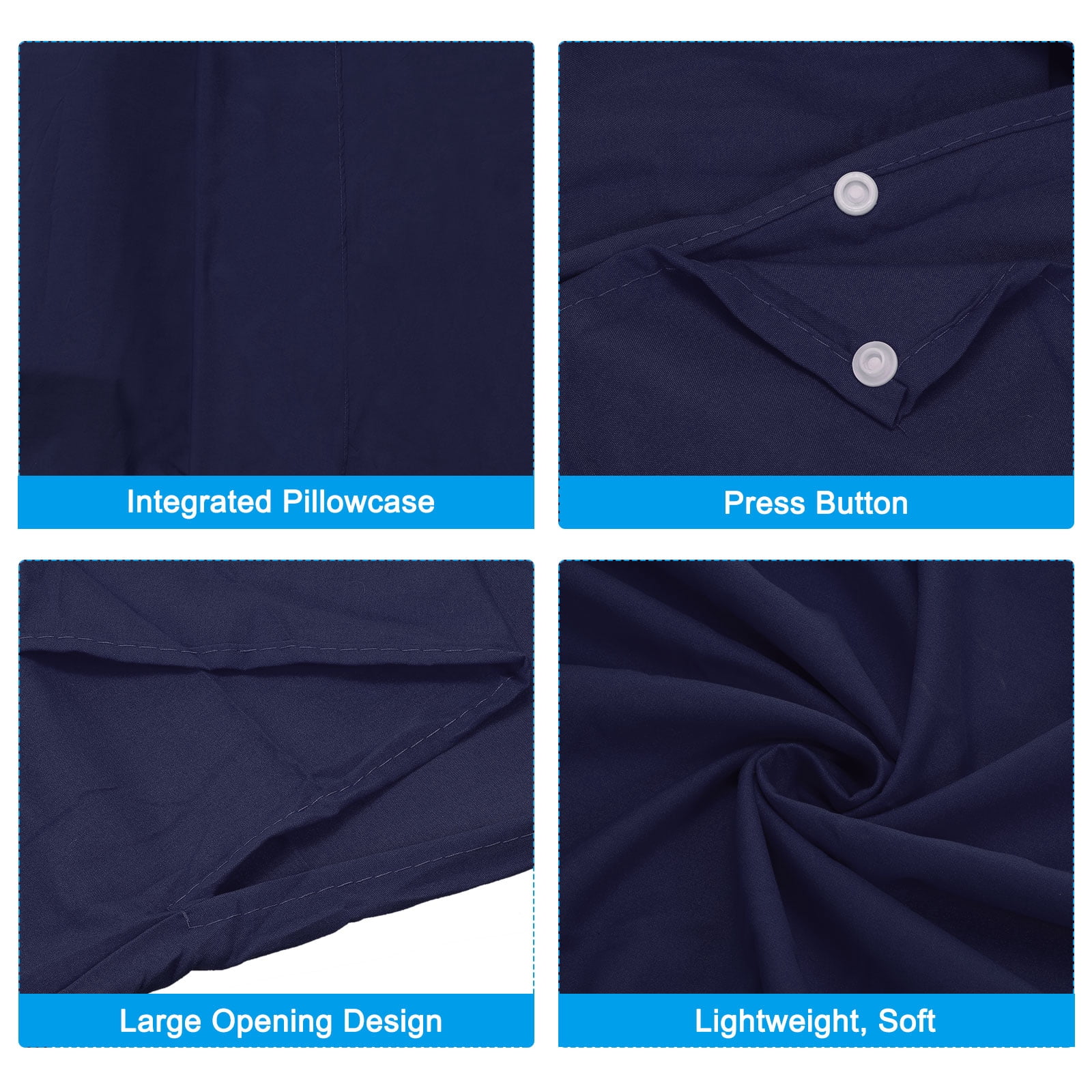 Uxcell 82.6x29 inch Sleeping Bag Liner Travel Hotel Camping Sleep Sheet Sack Set for Backpacking Navy Blue