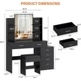 thumbnail image 3 of Towallmark Professional LED Lighted Makeup Vanity Set with Stool | Large Storage Dressing Table with 6 Drawers, Charging Station & Hair Dryer Holder – Perfect for Bedroom, Apartment, Gift, 3 of 6