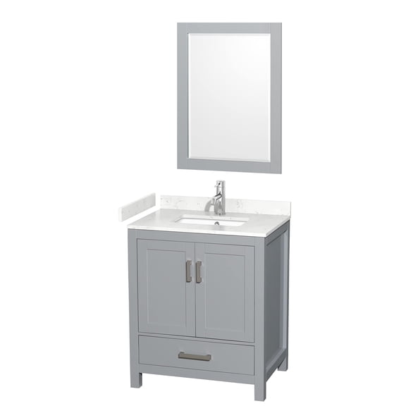 Wyndham Collection Sheffield 30" Metal Single Bathroom Vanity in Gray/White
