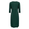 thumbnail image 5 of DHFJKG Wedding Guest Dresses For Women Casual Summer Dress 3/4 Sleeve Crew Neck Solid Color Flowy Swing A-Line Midi Dress Daily Wear Trendy Dresses, 5 of 5