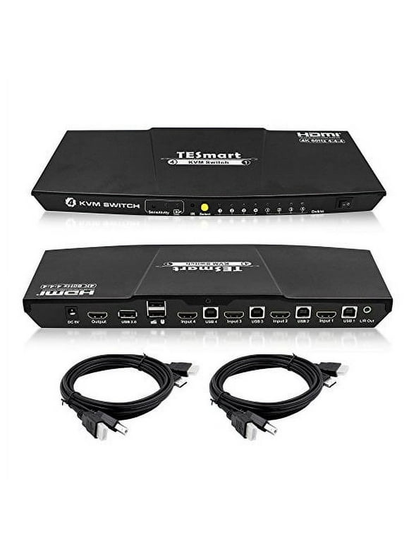TESmart 4-Port HDMI KVM Switch - 4K 60Hz UHD - Audio Output and USB Sharing - 4x1