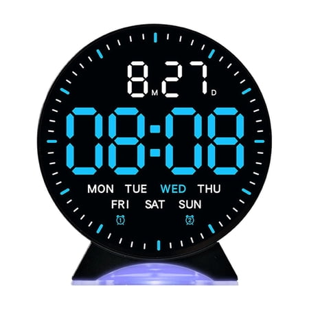 Mecorevxz Electronic Clock Multi Functional Digital Alarm Clock Date Temperature Display LED Clock(Blue)
