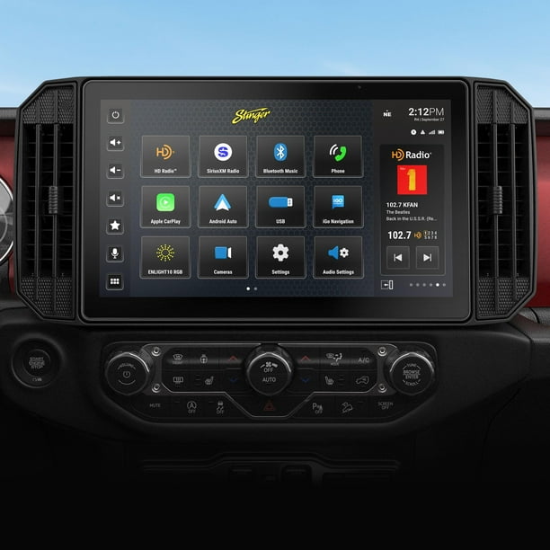 Stinger HORIZON10 10.1" Jeep Wrangler JL (2018-23)/Gladiator JT (2020-23) Radio estéreo HD con pantalla táctil IP65, Apple CarPlay/Android Auto inalámbrico, Bluetooth, HDMI, modo todoterreno/informaci