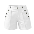 thumbnail image 4 of Omexry Maternity Shorts for Women Women's Summer Solid Color Casual Shorts with Pockets and Multiple Buttons White L, 4 of 6