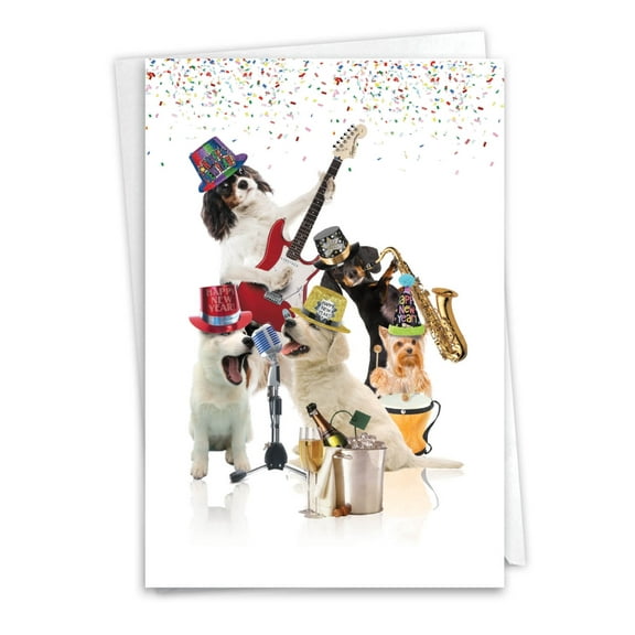 The Best Card Company New Year Greeting Card with 5 x 7 Inch Envelope (1 Card) Animal Bands C9541FNYG