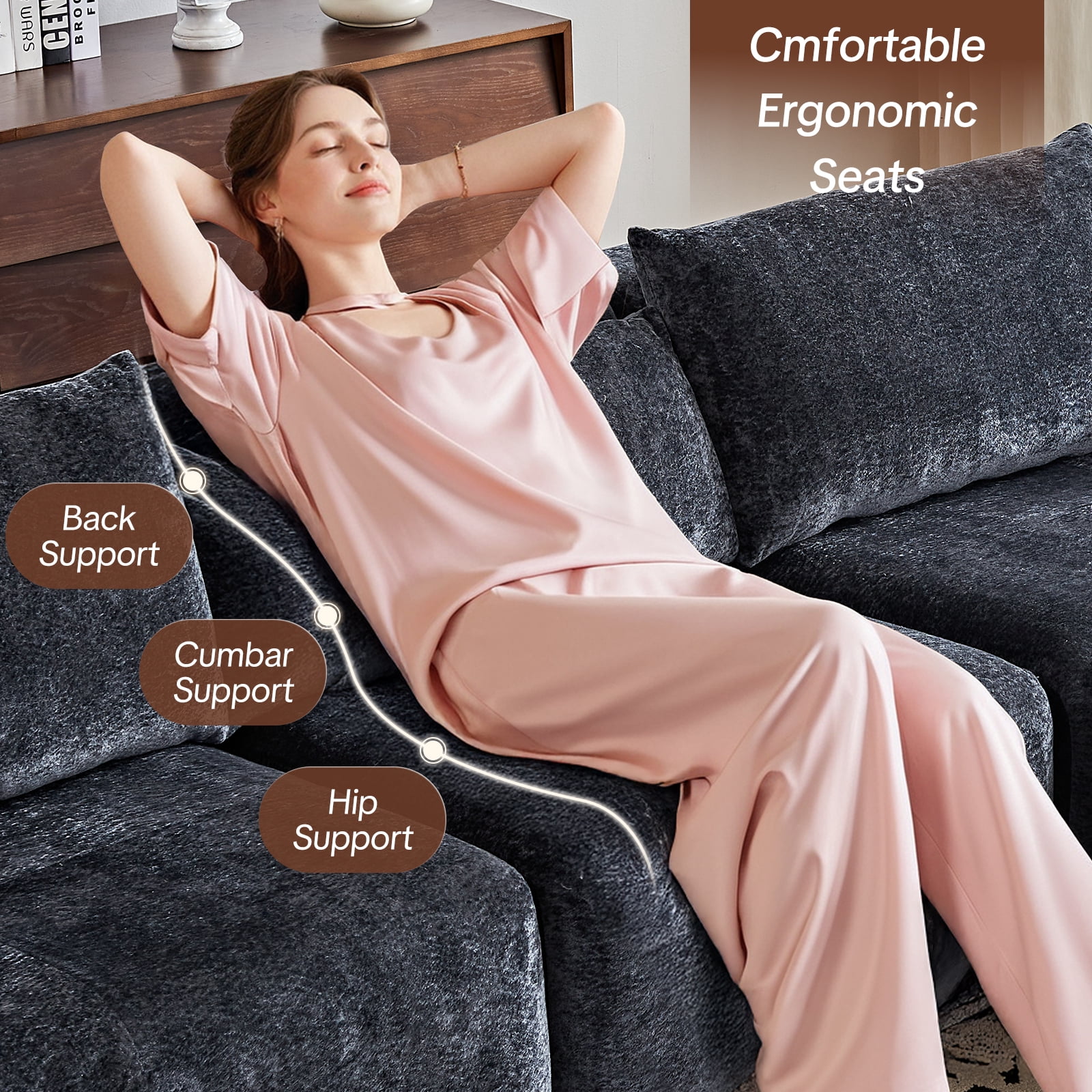 Cozylore Modular Sectional Sofa L-Shape Upholstered Couches Modern Sleeper Sofa for Living Room, No Assembly Required, Gray