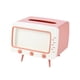 thumbnail image 1 of Porta pañuelos con forma de TV, caja de almacenamiento de pañuelos con soporte para teléfono, estante multifuncional para el hogar, rosa, 1 of 1