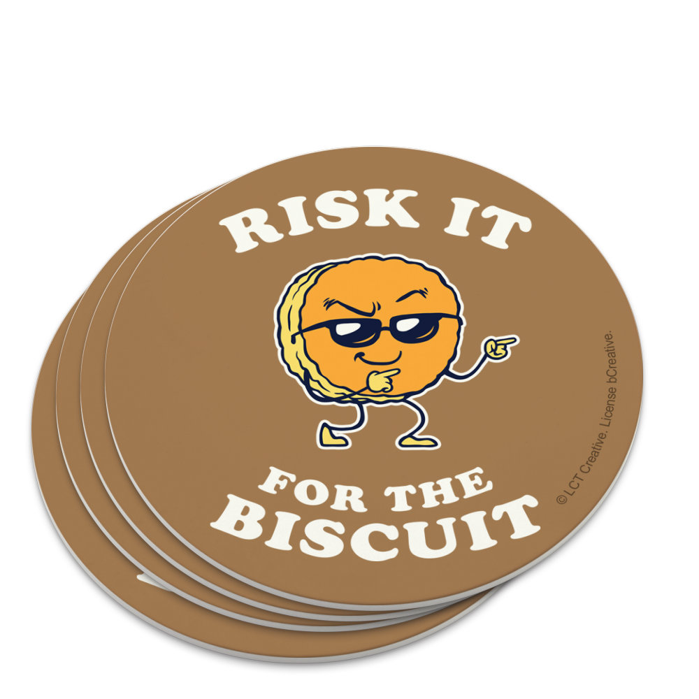 Risk It for the Biscuit Funny Humor Novelty Coaster Set