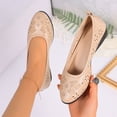 thumbnail image 2 of Hurxie Women's Ballet Flats Black PU Leather Dress Shoes Comfortable Round Toe Slip on Flats with Breathable Eyelets Beige 5.5, 2 of 8