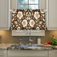 thumbnail image 2 of Yayeee Kitchen Curtains Tier Pair Light Filtering 27"x24" Rod Pocket Short Cafe Window Panel, Brown Floral, 2 of 7