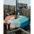 thumbnail image 2 of Rainbow Wave Red Blue Round Tablecloth with Zipper,Waterproof Table Cloth with Umbrella Hole Patio Tablecloths for Outdoor Tables,Modern Color Block Ripples Washable Spillproof Table Cover, 2 of 6