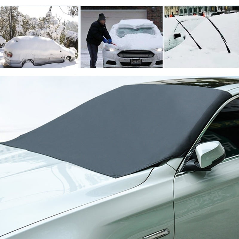 All Weather Guard Fits Most Cars HOWIN Windshield Cover Car Windshield Cover for Snow Ice with Mirror Covers Elastic Hooks 4 Magnetic Edges Windproof Waterproof Anti-UV Auto Windshield Shade