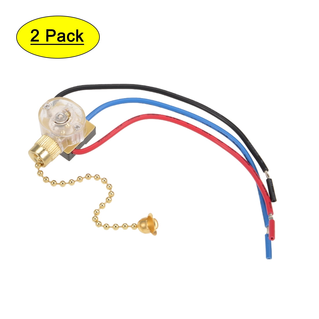 Uxcell Pull Chain Switch SPDT for Ceiling Fan Light with 10cm Pull Chain Golden 2 Pack Walmart