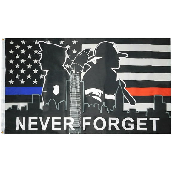USA Thin Blue Red Line 911 Never Forget 3x5 3'x5' Polyester Flag 100D