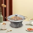 thumbnail image 6 of Buffet Chafing Dish Round Chafing Dish w/ Glass Lid & Holder Stainless Steel USA, 6 of 17
