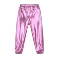 thumbnail image 3 of iiniim Kids Girls Shiny Metallic Jogger Dance Harem Pants Gymnastics Athletic Leggings Hip Hop Street Dancewear Pink 10, 3 of 7