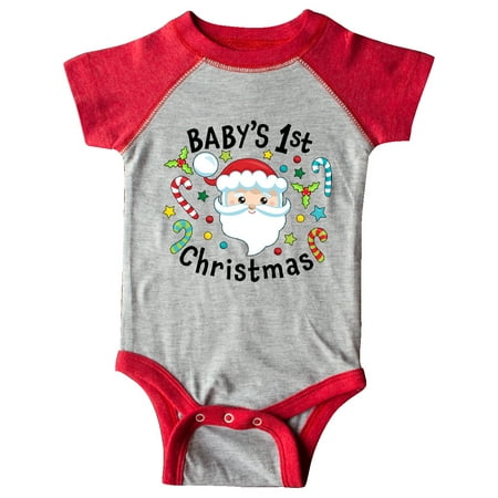

Inktastic Baby s 1st Christmas Santa with Candy Canes Gift Baby Boy or Baby Girl Bodysuit