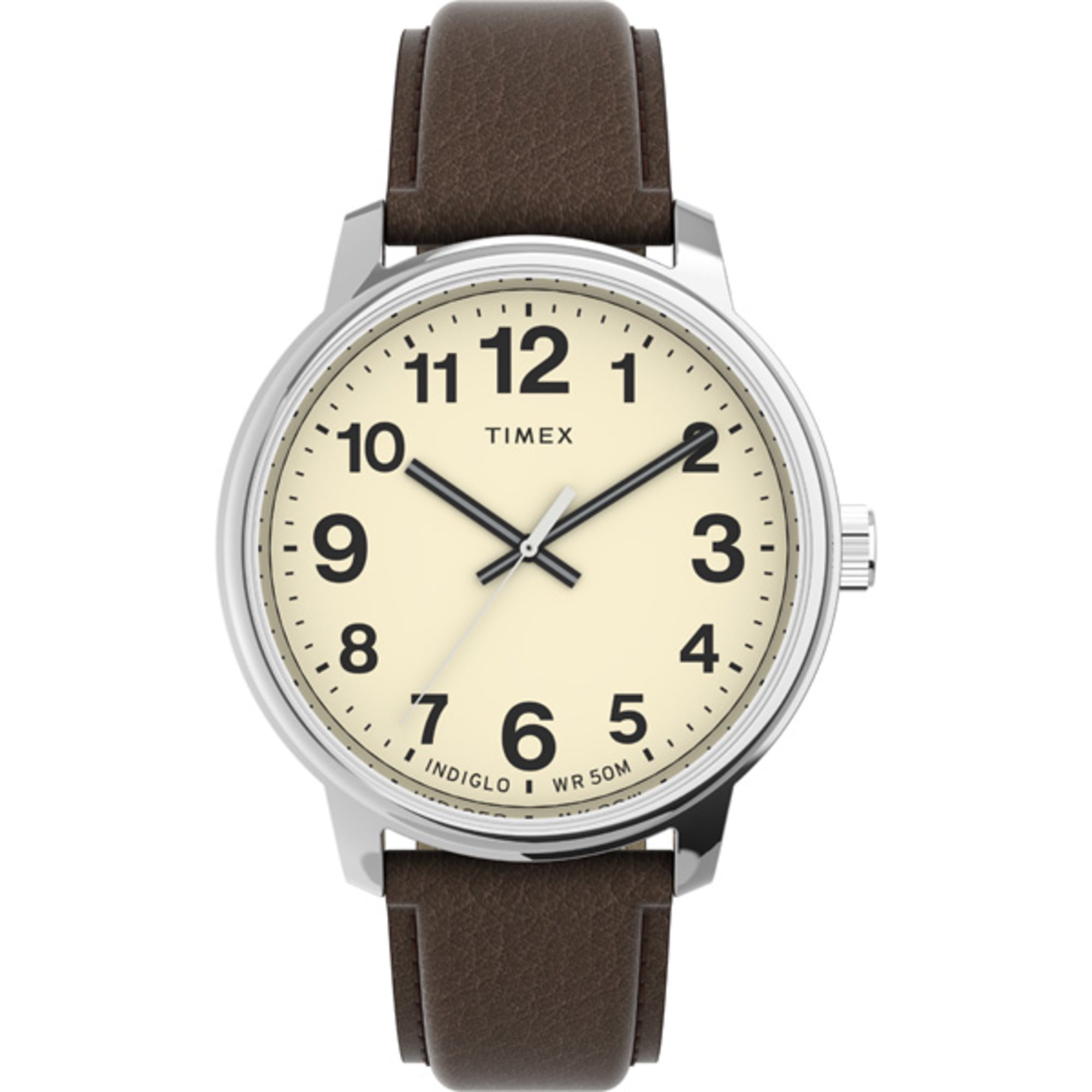 Timex Men's Easy Reader Bold 43mm Watch – Silver-Tone Case Cream Dial ...