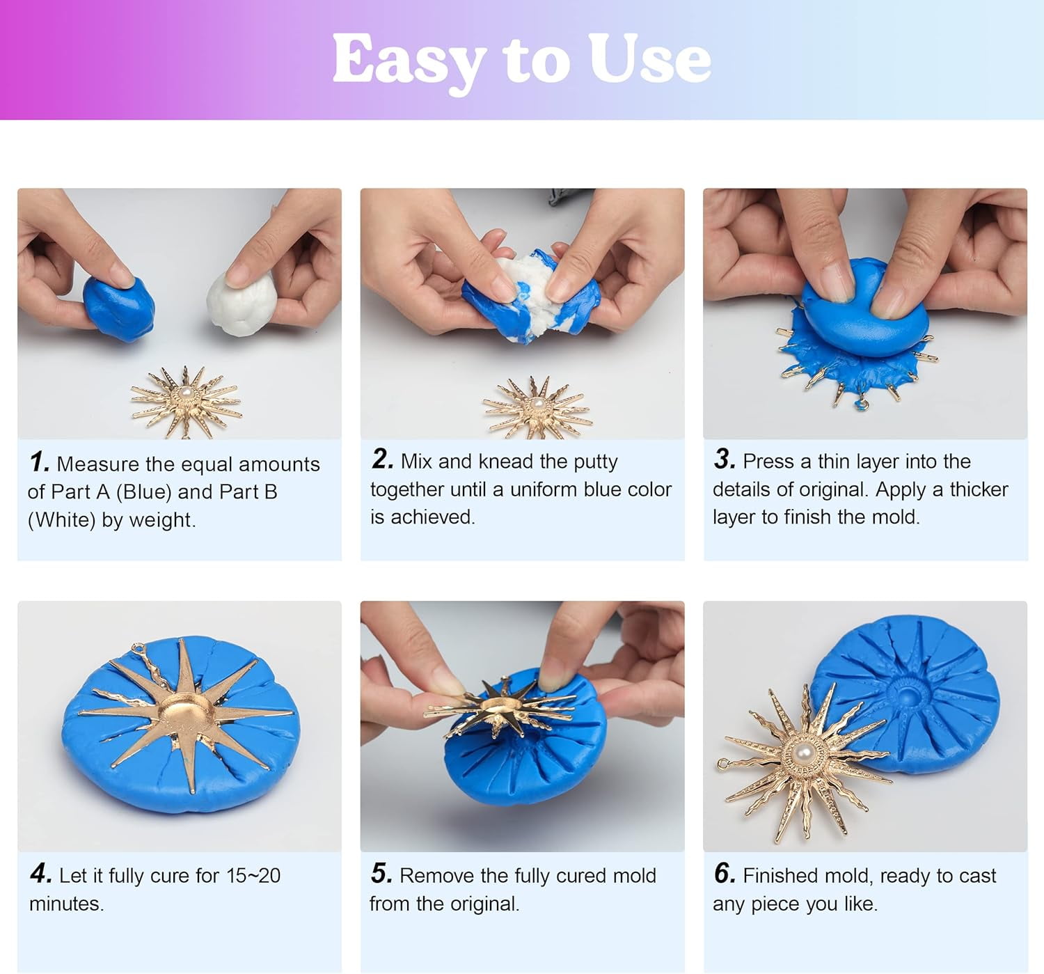 LET'S RESIN Silicone Putty,1LB/40A Silicone Mold Making Kit, Non-Toxic,Strong&Flexible, Easy 1:1 Mixing Ratio for Reusable Silicone Molds, Resin Molds, Soap