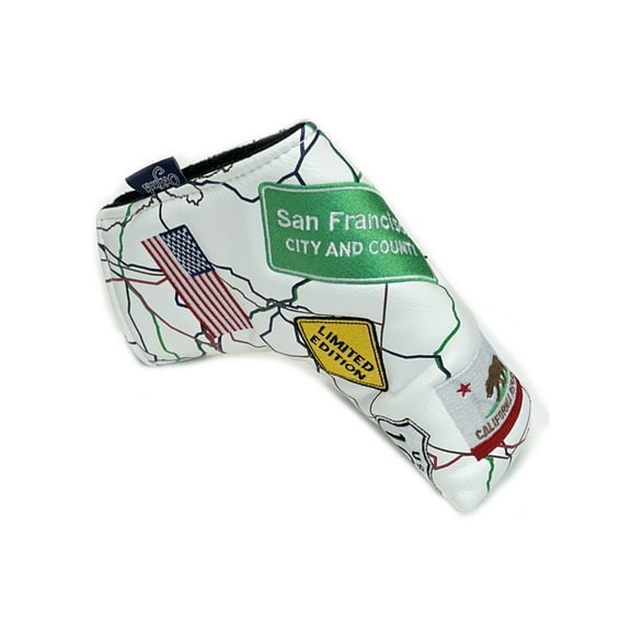 NEW PRG California "Road Map" White Magnetic Golf Blade Putter Headcover