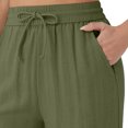 thumbnail image 5 of Yungyresw Womens Wide Leg Palazzo Pants Solid Drawstring Lightweight Baggy Pants Casual Comfort Flowy Women Pants With Pocket Deep Green L, 5 of 6