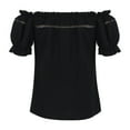 thumbnail image 7 of Women's Renaissance Shirt Off Shoulder Puff Sleeve Loose Fit Summer Tops S-2XL, 7 of 7