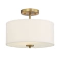 thumbnail image 2 of Meridian M60008BN 2 Light Semi Flush - white fabric shade Brushed Nickel, 2 of 7