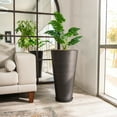 thumbnail image 2 of XBrand Modern 28-Inch Tall Round Planter, Modern Tapered Planter Perfect for Indoor & Outdoor Planter, Patio Décor, Set of 2, Black, 2 of 6