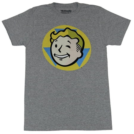 Fallout Shelter Mens T-Shirt  - Pip Vault Boy Winking Radiation Head Image (Fallout Shelter Best Vault)