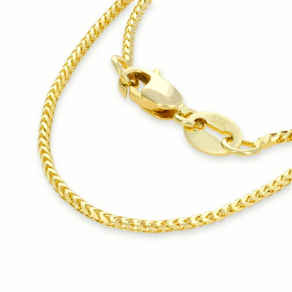 Nuragold 14k Real Yellow Gold Solid Franco Diamond Cut 0.9mm Spiga Wheat Chain Necklace (16"-30") Dainty Italian Jewelry for Men & Women