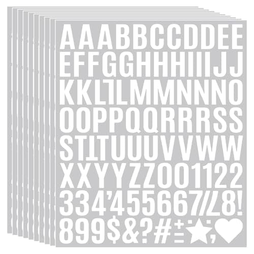 1960 Pcs 1 Inch White Waterproof Vinyl Letter Number Stickers 20 Sheets for Mailbox, Vehicle & Business Address Signs
