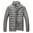 thumbnail image 3 of kpoplk Mens Puffer Jackets Padded Zip Up Stand Collar Puffy Winter Coats Jackets Grey,3XL, 3 of 3