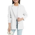 thumbnail image 2 of Povozer Girls Blazer Jacket Long Sleeve Notched Collar/Lapel Collar with Inner Pocket Open Front Casual Kids Blazers Suit(White,11-12 Years), 2 of 6