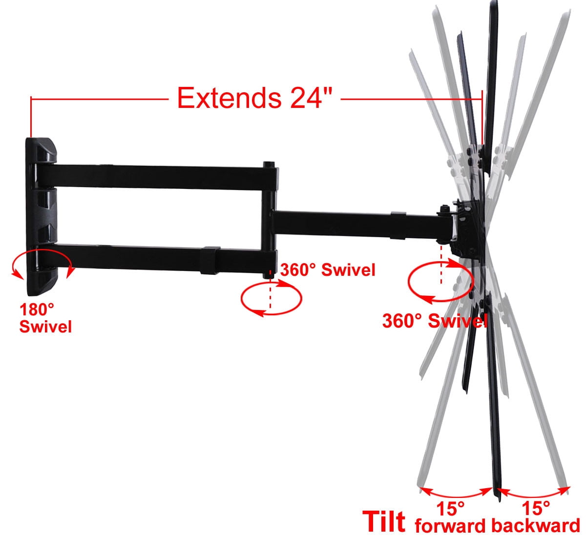 VideoSecu Articulating TV Wall Mount for Most 26"-55" LG LED LCD Plasma HDTV Full Motion Flat Panel Screen Bracket 32LH550B 32LJ550M 43LH5000 43LJ550M 49UJ6500 49UJ7700 55UJ6300 55LJ550M bd5